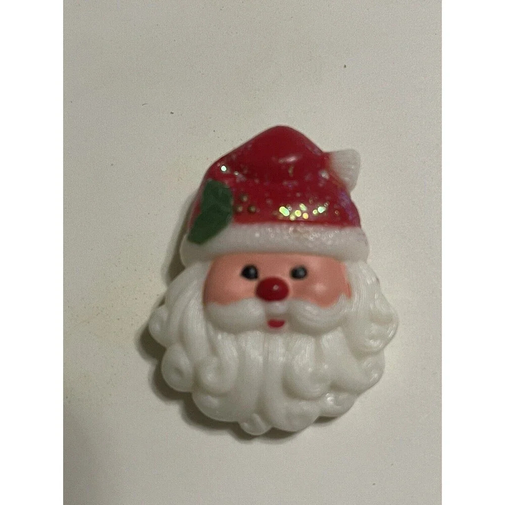 Vintage Santa Face Christmas Holiday Lapel Pin Brooch Plastic Holiday